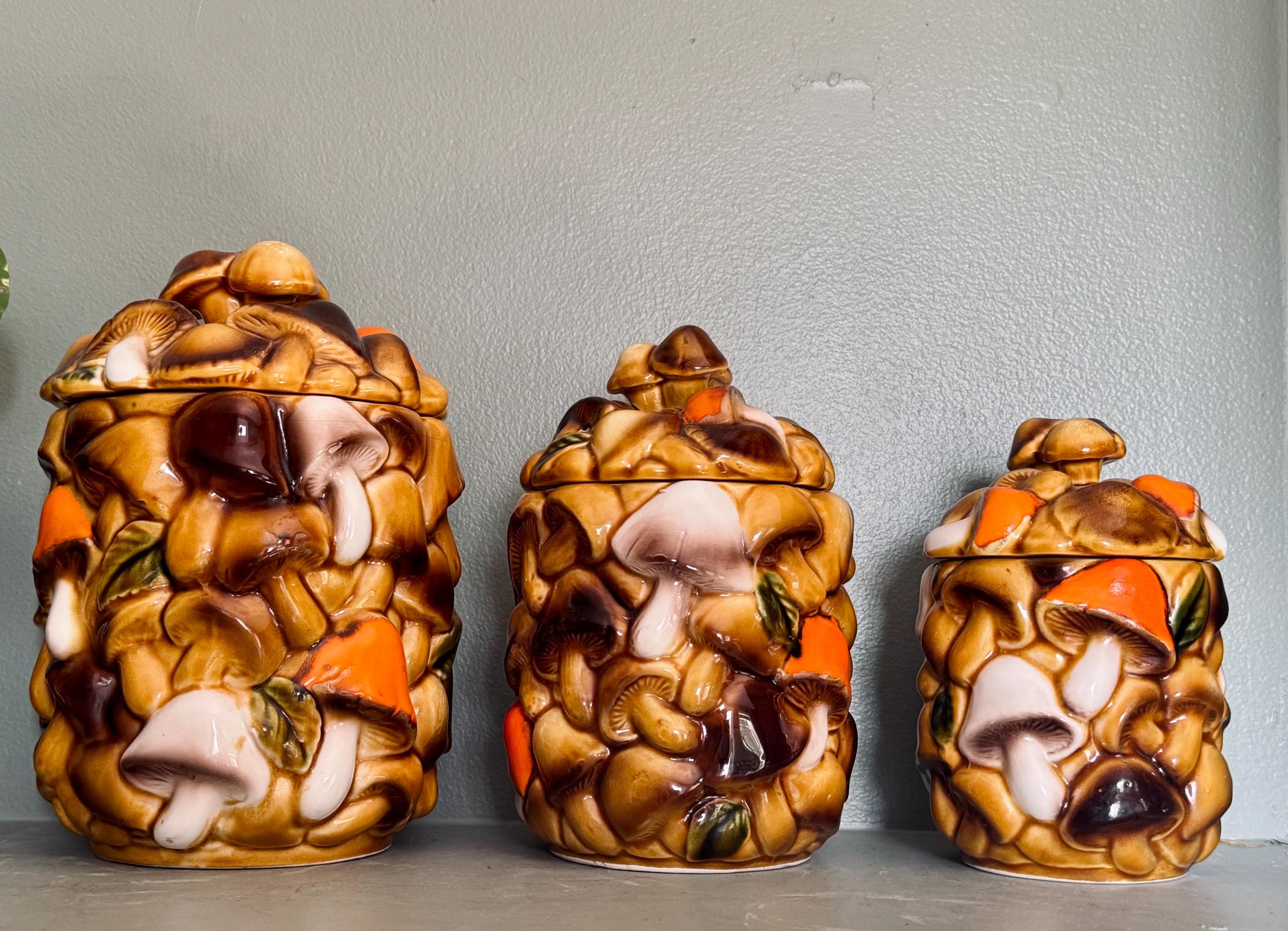 Set of 3 Mushroom Canister - Etsy