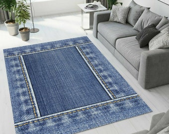 Blue Jean,Geometric Rug,Denim Rug,Jean Decor,Blue Rug,Fantastic Rug,Soft Rug,Home Decor Rug,Living Room Rug,Area Rug,Modern Rug,Popular Rug