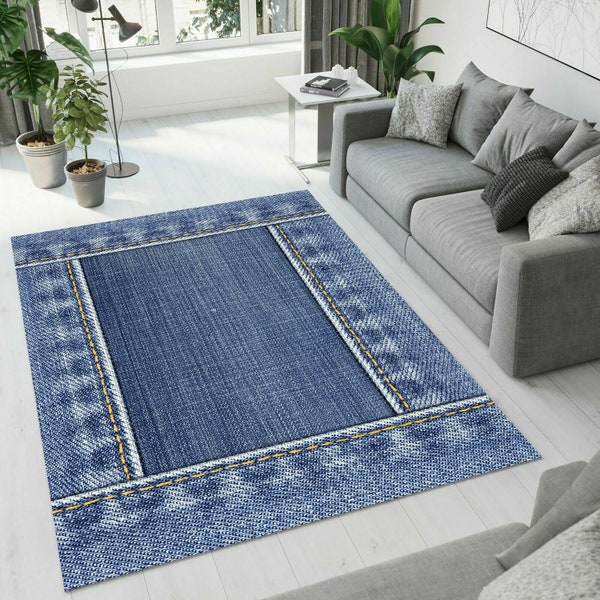 Blue Jean,Geometric Rug,Denim Rug,Jean Decor,Blue Rug,Fantastic Rug,Soft Rug,Home Decor Rug,Living Room Rug,Area Rug,Modern Rug,Popular Rug