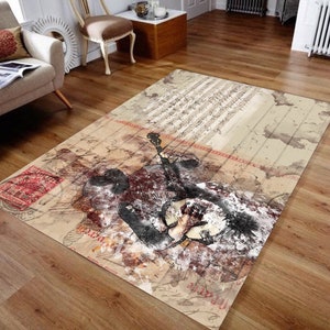 Alfombra temática de letras nostálgicas, Postal, Carta, Alfombra de sala de estar, Alfombra para biblioteca, Alfombra para oficina, Regalo, Ideas de decoración del hogar,