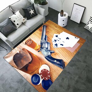 Tapijt met pokerthema, dodemanshand, kaartspellen, herentapijt, garagetapijt, gamekamertapijt, woonkamertapijt, populair huisontwerpidee, wandtapijt