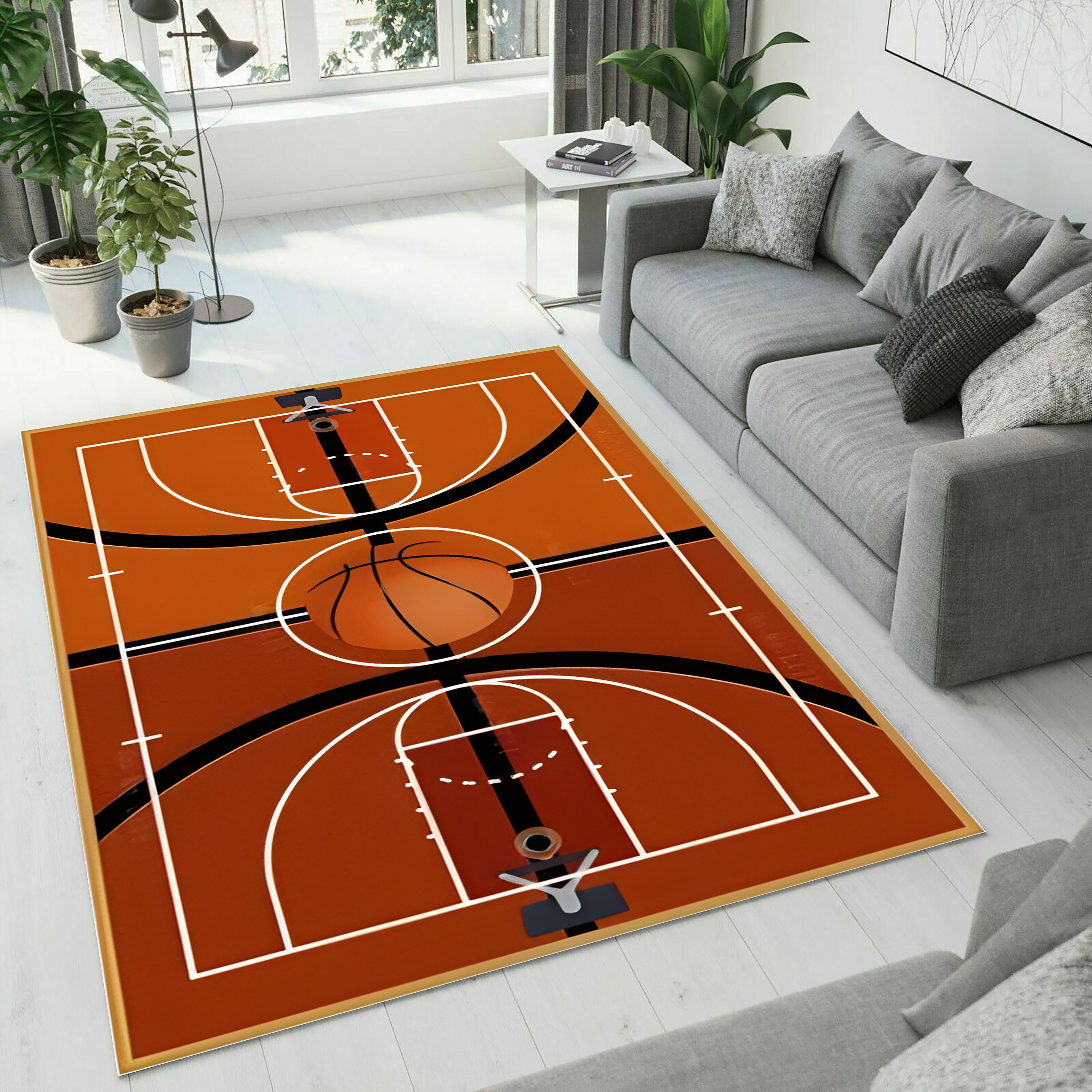 Basketball Rug, Basketball Court Rug, Room Decor for Living Room ...