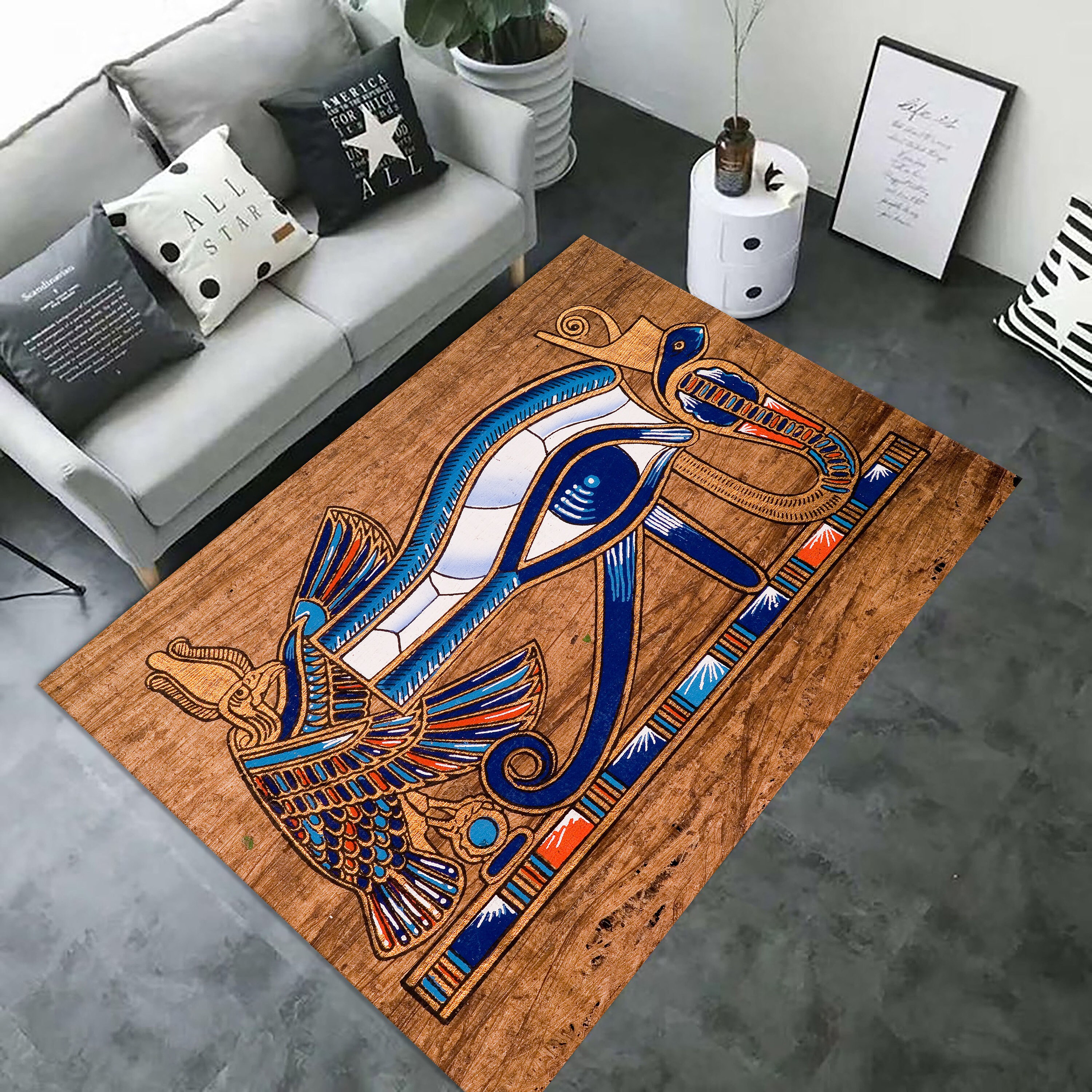 Cleopatra's Eye, Ancient Egypt Themed Rug, Snake Eye Eagle, Wood Theme ...