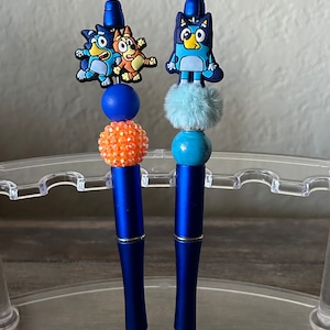 Bluey & Bingo Beaded Pen: Custom Character Pens, Black Ink