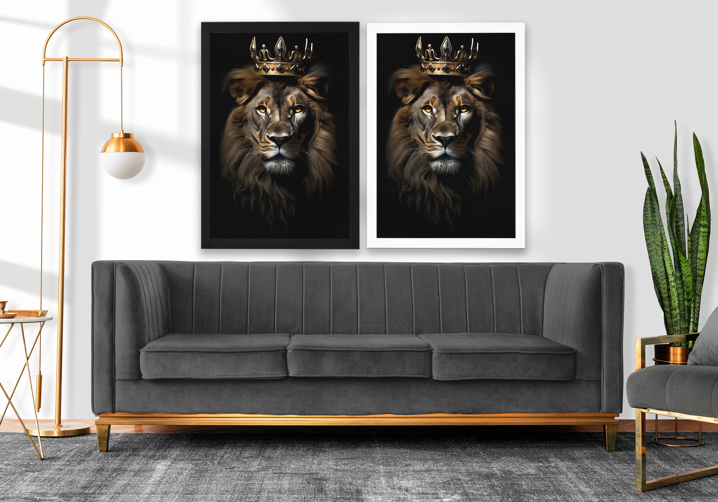 Lion King With Crown Poster Animal Wall Art Prints Modern Lion King ...