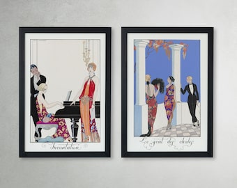 Famous French Fashion Illustrations by George Barbier Print | Fashion  Themed Wall Art Prints | 1920's Art Deco Poster Set of 2