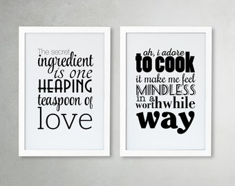 Kitchen Wall Art Poster | Kitchen Print Set of 2 Decor | Modern Dining  Room Wall Art, Typography Print