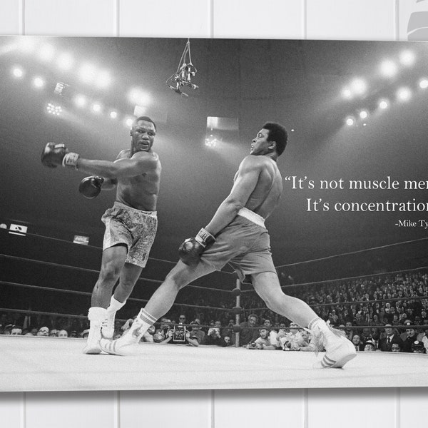 Muhammad Ali vs Joe Frazier Canvas Wall Art | Mike Tyson Quotes for Ali Poster Print | Motivational Concentration Inspirational Gift for Him