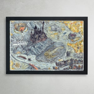 Cadeau affiche carte du monde magicien Art mural | Poster du monde magique | Cadeau pour les enfants