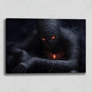 Spider Man Dark Canvas Art | Spiderverse Hanging Wall Art | Housewarming Gift for Her, Him