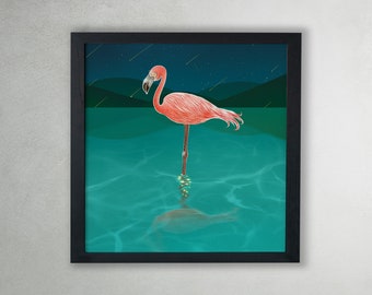 Aesthetic Flamingo Tropical Wall Art | Pink Flamingo Poster Print | Retro Wall Art  Home Decor