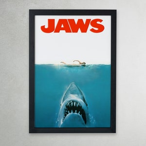 Jaws Movie Poster | Steven Spielberg Movies Print | 1975 American classic Horror Film |  Minimalist Movie Poster