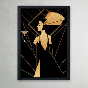 20s Gatsby Style Art Deco Print | Roaring Twenties Retro Wall Art | Art Deco Poster |  Elegant, Luxury Wall Art Decor