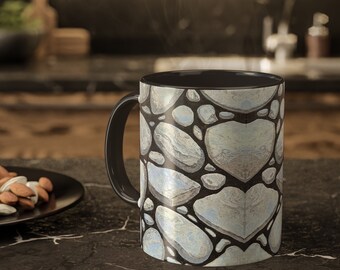 Abstract Rock Mug | 11 oz |  Rustic Rock Print Design Mug from Fluid Art | Gray and Black | Great Gift Idea for Him or Her | Kitchen Decor