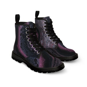 Women's Galaxy-style Fluid Art Canvas Boots | Tie Dye Pattern | From our Original Galaxy Fluid Art Painting Collection | Gift Idea for Her