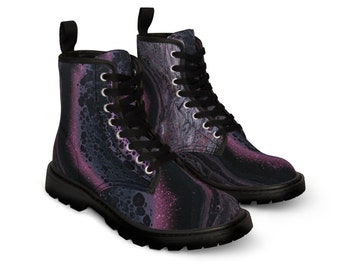 Women's Galaxy-style Fluid Art Canvas Boots | Tie Dye Pattern | From our Original Galaxy Fluid Art Painting Collection | Gift Idea for Her