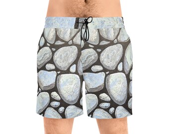 Men's Swim Trunks l Abstract Swimwear l Rustic Pattern Men's Bathing Suit l Trending Swim Shorts l Men's Beachwear l Fluid Art Beach Shorts