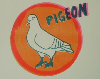 PIGEON • original Risograph print on paper (square poster) 3 colors