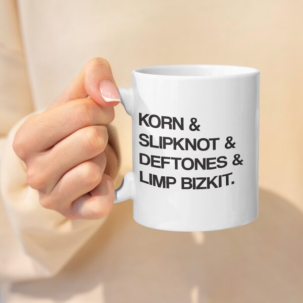 Nu Metal Big 4 Mug - Korn, Slipknot, Deftones & Limp Bizkit Coffee Cup, Ideal Gift for Birthday Mother’s Day, Father's Day, 11oz