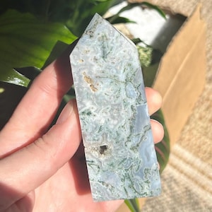Druzy Moss Agate Tower ~ Moss Agate Tower With Druzy ~ Beautiful Moss Agate Tower ~ Moss Agate ~ High Quality Druzy Moss Agate Tower