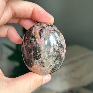 Beautiful High Quality Rhodonite Palm Stone ~ Rhodonite Palm Stone ~ Rhodonite