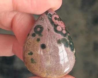High Quality Old Stock Ocean Jasper Cabochon ~ Beautiful Orbicular Ocean Jasper Cabochon ~ Kabamby Ocean Jasper ~ Ocean Jasper
