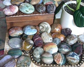Mystery Sea Jasper Palm Stone ~ Intuitive Pick Ocean Jasper ~ Mystery Crystal ~ Ocean Jasper Palmstone ~ Sea Jasper ~ Crystal Gift