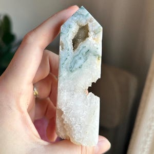 Druzy Moss Agate Tower ~ Moss Agate Tower With Druzy ~ Beautiful Moss Agate Tower ~ Moss Agate