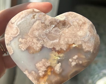 Gran corazón de ágata con flor de amatista rosa ~ Corazón de amatista rosa ~ Amatista rosa ~ Ágata flor ~ Corazón de cristal ~ Regalo de cristal ~ Regalo de corazón