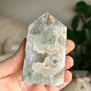 Druzy Moss Agate Tower ~ Moss Agate Tower With Druzy ~ Beautiful Moss Agate Tower ~ Moss Agate