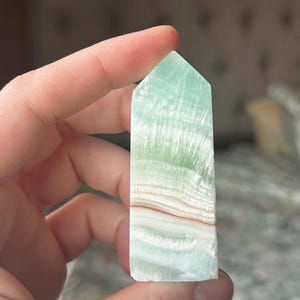 Beautiful Caribbean Calcite Tower ~Green Caribbean Calcite ~ Crystal Carving ~ Crystal Gift ~ Crystal Decor ~ Crystal Healing ~ Natural