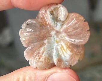 Beautiful Green Flower Agate Flower Carving ~ Sakura Agate ~ Cherry Blossom Agate Carving ~ Flower Agate ~ Crystal Decor ~ Crystal Healing