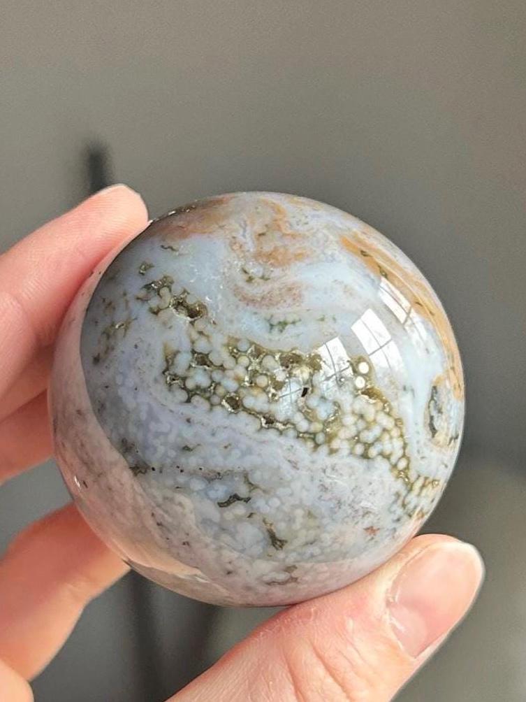 Stunning Veinless Ocean Jasper Sphere ~ Ocean Jasper Sphere ~ Veinless Ocean Jasper Sphere ~ Druzy Ocean Jasper ~ Crystal Sphere