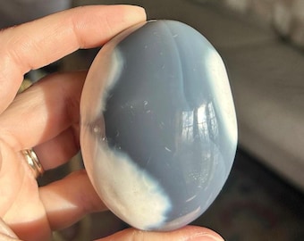 Beautiful Orca Agate Palm Stone ~ Large Orca Agate Palm Stone ~ Orca Agate ~ Agate Palmstone ~ Crystal Healing ~ Polished Stone