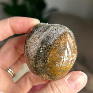 Gorgeous Ocean Jasper Palm Stone With Druzy ~ Ocean Jasper Palm Stone With Druzy ~ Ocean Jasper Palm ~ Ocean Jasper