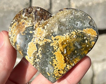 Ocean Jasper Heart ~ Veinless Ocean Jasper Heart ~ High Quality Ocean Jasper ~ Druzy Ocean Jasper ~ Sea Jasper ~ Crystal Carving