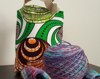 Green Swirl Knitting Bag / Tote Bag