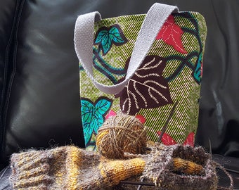 Green Ivy Knitting Bag / Tote Bag