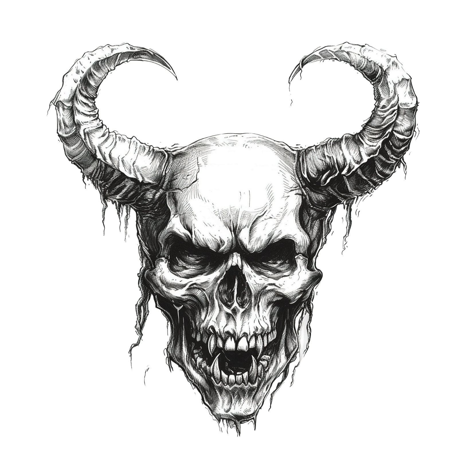 Realistic Demon Skull Drawing Realistic Demon Skull Drawing