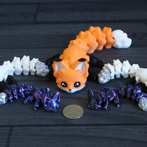 3D Printed Articulated Fox Fidget Toy, Desk Pet