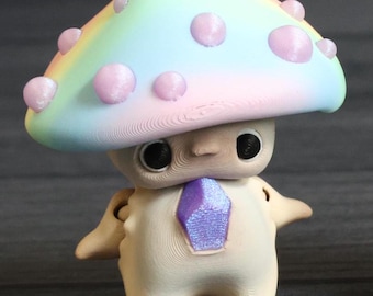 3D Printed Mushroom Pixie Fidget Toy, Desk Decor