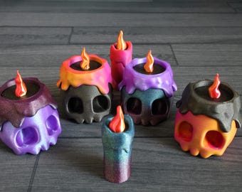 3D Printed Skull Candle Holder, Halloween Decor
