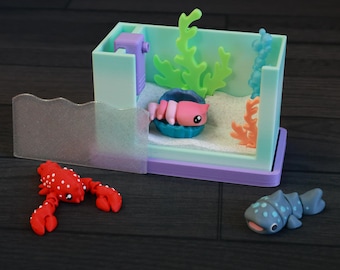 3D Printed Shrimp Fidget Toy: Heart/Fan Tail, Two Sizes