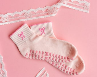 Pink Bows Pilates Socks