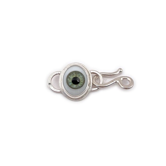 Green Glass Eye Jewelry Clasp Artist Made Sterling Silver and Etsy