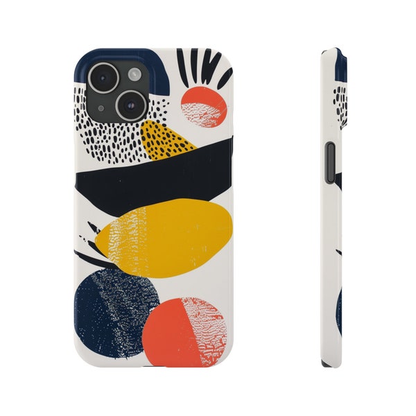 Focaccia  - Risograph Phone Case, iPhone 15 14 13 12 Pro, Max, 11 10 9 8 7 - Abstract Design, Simple Graphic, Clean Pop Art Illustration