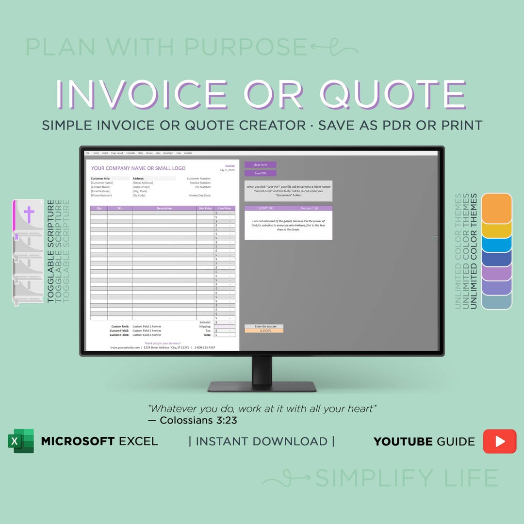 Invoice Template | Quote Template | Excel Template - Etsy