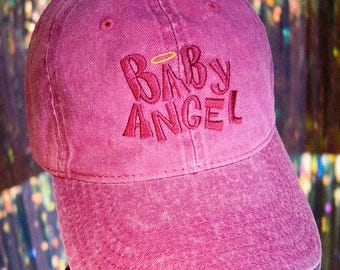 BABY ANGEL Embroidered Pink Baseball Hat – Cute Aesthetic Y2K Hat, Soft Girl Accessories