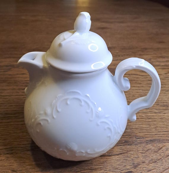 Kleine Teekanne Kaffeekanne Porzellan Weiß Schönwald Germany 9496 Vintage