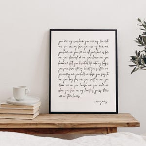 Arte de parede de carta de amor "você é meu raio de sol..." Decoração de casa manuscrita feita à mão Presente para votos, casal cristão, casamento, aniversário, amigo